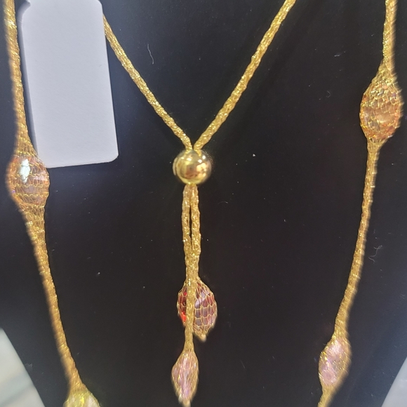 S43  14k Gold CZ Station Necklace and Bracelet Set - Picture 3 of 8